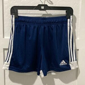 Women’s adidas soccer athletic shorts small 4in inseam Navy